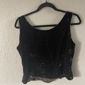 Albert Nipon Evening Tank Womens 8 Brown Crushed Velvet Crop Holiday Event Party